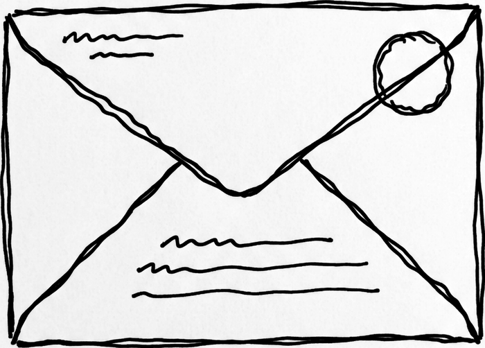 Line drawing of a sealed envelope.